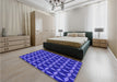 Patterned Light Slate Blue Rug in a Bedroom, pat2228pur