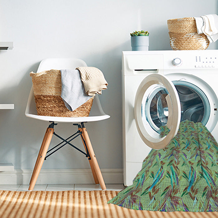 Machine Washable Transitional Green Rug in a Washing Machine, wshpat2229lblu