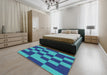 Machine Washable Transitional Blueberry Blue Rug in a Bedroom, wshpat222