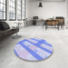 Round Patterned Sky Blue Rug in a Office, pat223blu