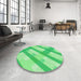 Round Patterned Green Rug in a Office, pat223grn