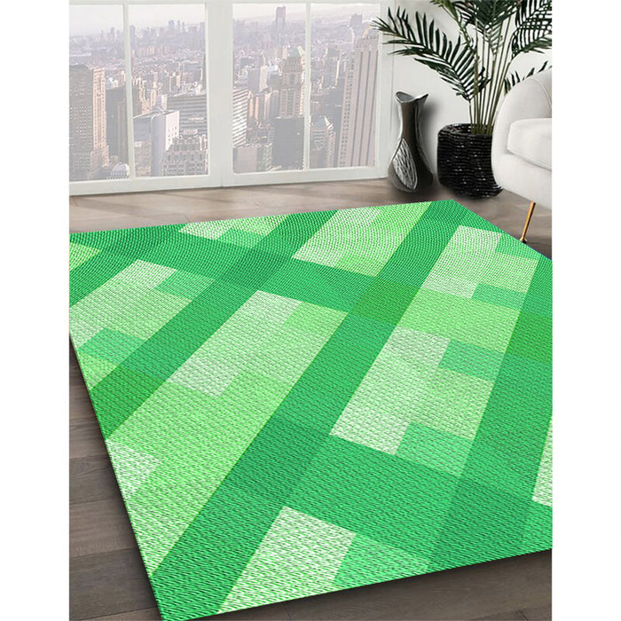Machine Washable Transitional Green Rug in a Family Room, wshpat223grn