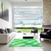 Square Patterned Green Rug in a Living Room, pat223grn