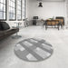 Round Patterned Gray Rug in a Office, pat223gry