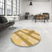 Round Patterned Cinnamon Brown Rug in a Office, pat223org