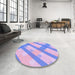 Round Patterned Purple Rug in a Office, pat223pur