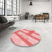 Round Patterned Pastel Pink Rug in a Office, pat223rd