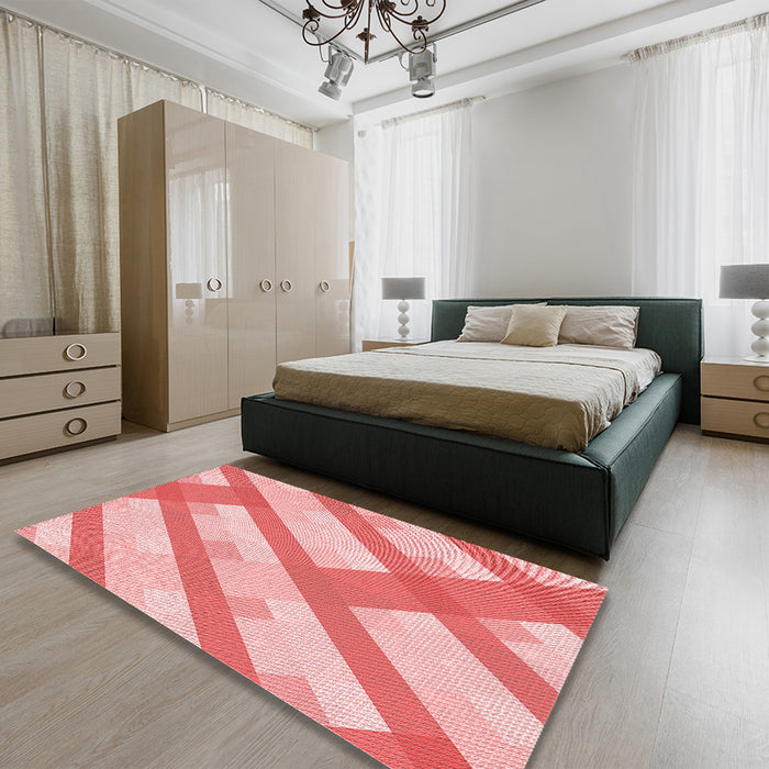 Patterned Pastel Pink Rug in a Bedroom, pat223rd