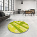 Round Patterned Pistachio Green Rug in a Office, pat223yw