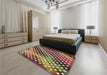 Patterned Brown Red Rug in a Bedroom, pat2230brn