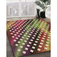 Patterned Brown Red Rug, pat2230brn