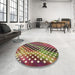 Round Patterned Brown Red Rug in a Office, pat2230brn