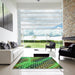 Square Patterned Army Green Rug in a Living Room, pat2230grn