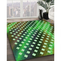 Patterned Army Green Rug, pat2230grn