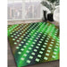 Patterned Army Green Rug in Family Room, pat2230grn