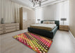 Patterned Metallic Gold Rug in a Bedroom, pat2230org