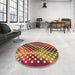 Round Patterned Metallic Gold Rug in a Office, pat2230org