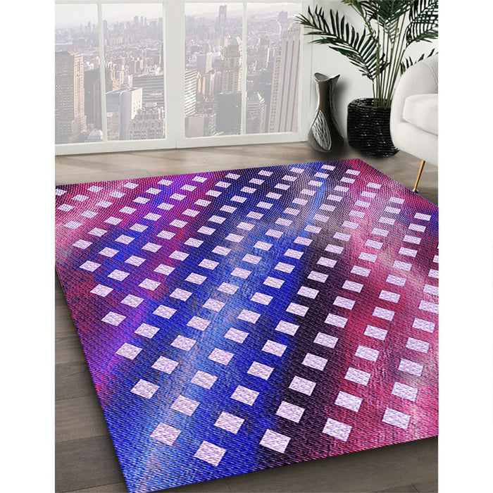 Patterned Bright Purple Rug in Family Room, pat2230pur