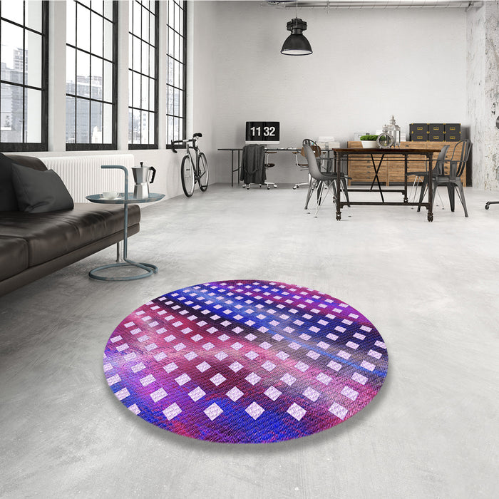 Round Patterned Bright Purple Rug in a Office, pat2230pur