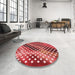 Round Patterned Red Rug in a Office, pat2230rd