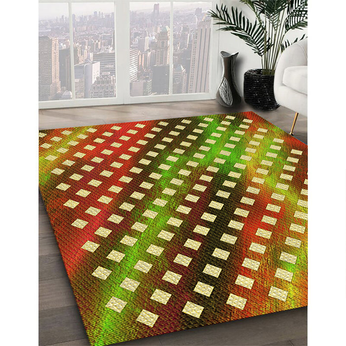 Patterned Green Rug in Family Room, pat2230yw
