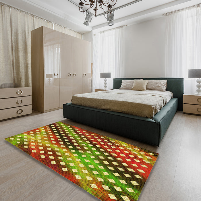 Patterned Green Rug in a Bedroom, pat2230yw