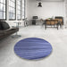 Round Patterned Blue Rug in a Office, pat2231blu