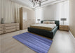 Patterned Blue Rug in a Bedroom, pat2231blu