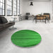 Round Patterned Green Rug in a Office, pat2231grn