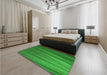 Patterned Green Rug in a Bedroom, pat2231grn