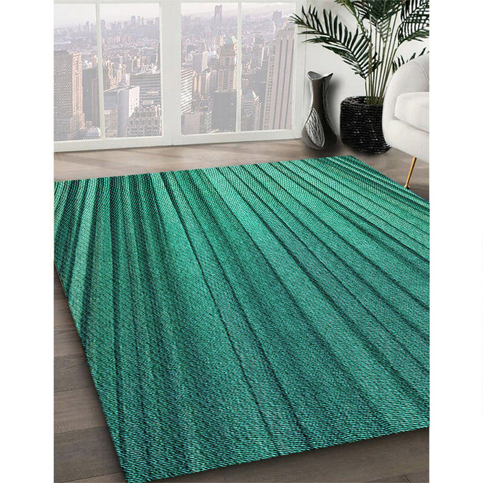 Machine Washable Transitional Medium Teal Green Rug in a Family Room, wshpat2231lblu