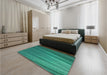 Patterned Medium Teal Green Rug in a Bedroom, pat2231lblu