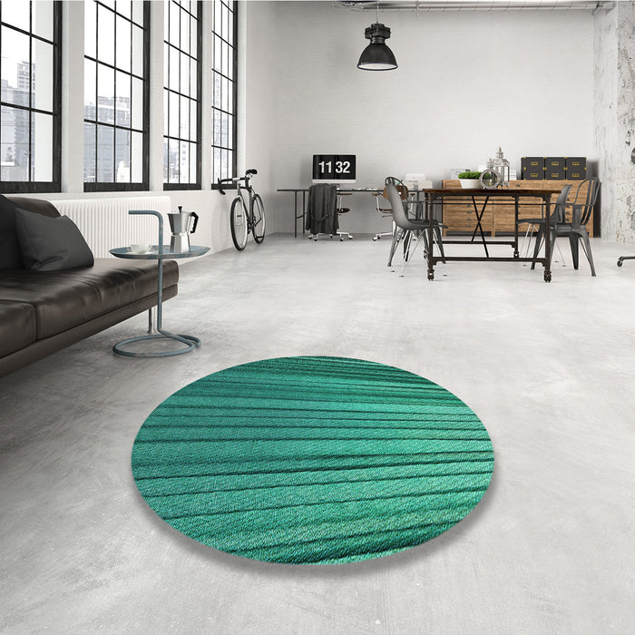 Round Patterned Medium Teal Green Rug in a Office, pat2231lblu