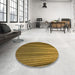 Round Patterned Dark Bronze Brown Rug in a Office, pat2231org