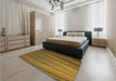 Patterned Dark Bronze Brown Rug in a Bedroom, pat2231org