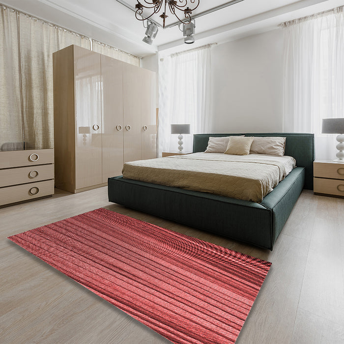 Patterned Red Rug in a Bedroom, pat2231rd