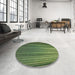 Round Machine Washable Transitional Dark Forest Green Rug in a Office, wshpat2231