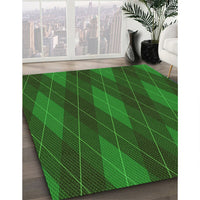 Patterned Deep Emerald Green Rug, pat2232grn