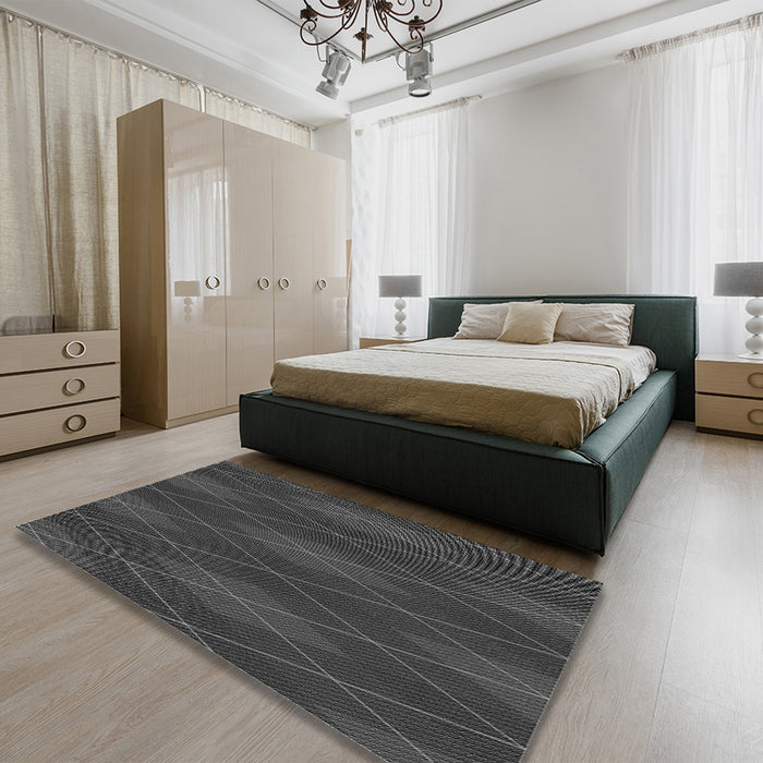 Patterned Ash Gray Rug in a Bedroom, pat2232gry
