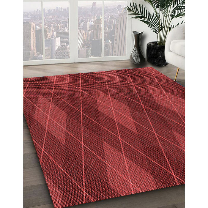 Machine Washable Transitional Cranberry Red Rug in a Family Room, wshpat2232rd