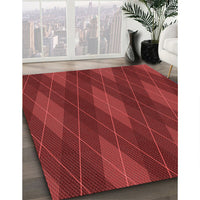 Patterned Cranberry Red Rug, pat2232rd