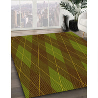 Patterned Dark Yellow Green Rug, pat2232yw