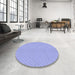 Round Patterned Light Slate Blue Rug in a Office, pat2234blu