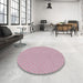 Round Patterned Dark White Beige Novelty Rug in a Office, pat2234