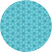 Square Patterned Dark Turquoise Green Rug, pat2235lblu