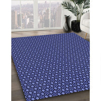 Patterned Denim Dark Blue Rug, pat2236blu