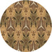 Square Patterned Saddle Brown Rug, pat2237brn