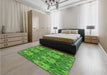 Patterned Green Rug in a Bedroom, pat2237grn