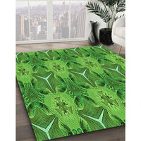 Patterned Green Rug, pat2237grn