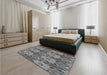 Patterned Dark Gray Rug in a Bedroom, pat2237gry